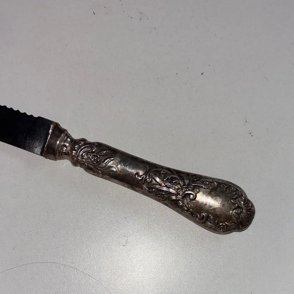 Ornate Silver Stainless Steel Challah Bread Knife